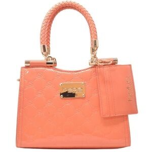 Bebe Dana Monogram Top Handle/Crossbody Bag with Card Case (Peach)
